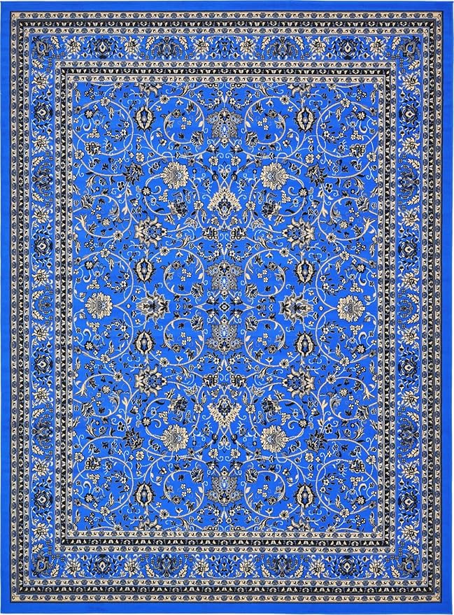 Unique Loom Sialk Hill Collection Area Rug - Washington (9' 10" x 13' 1" Rectangle Dark Blue/Black)