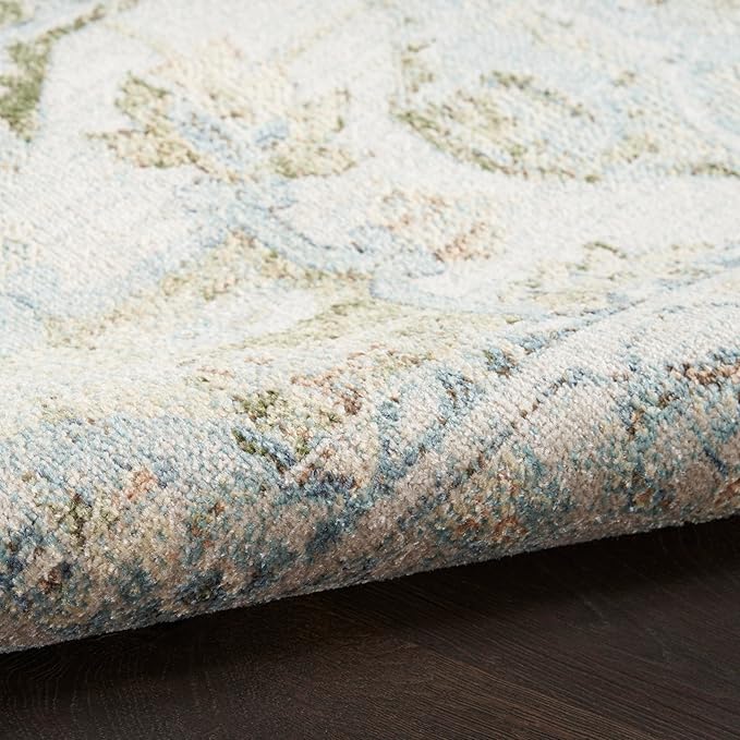 Nourison Home Astra Machine Washable Blue Green 2'2" x 10' Area Rug - Easy Clean, Non Shedding, Bed Room, Living Room, Dining Room, Kitchen (10' Runner)
