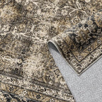 Vintage Area Rug 5x7 Brown Washable Living Room Large Carpet Non Slip Bedroom Indoor Office Low Pile Traditional Distressed Retro Accent Rug for Dining Room Bathroom Kitchen