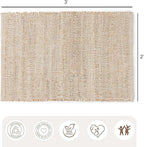 REDEARTH · Jute Cotton Area Rug - 2'x3' Rectangular Rug, Sustainable Handwoven, Non-Shedding, Soft & Durable – Reversible, Neutral Tones for Home Décor in Living Room, Dining Room, Bedroom
