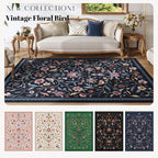 Vintage Medallion Floral Indoor Door Mat 2x3, Machine Washable Entryway Rug, Low Pile Soft Small Carpet, Non-Slip Area Rug for Entrance, Bedroom, Kitchen & Kids Room | Blue
