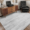 MUJOO Washable Rug 4x6.5,Small Area Rugs for Bedroom Living Room Office Playroom,Modern Abstract Non Slip Carpet,Indoor Throw Carpet,Low Pile Accent Neutral Grey