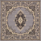 Unique Loom Reza Collection Traditional Persian Style Area Rug, 8' 0" x 8' 0", Gray/Ivory