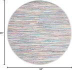 SAFAVIEH Rag Rug Collection 8' Round Grey/Multi RAR121M Handmade Boho Stripe Cotton Area Rug