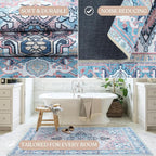 Washable Area Rug. Modern Farmhouse. Vintage. Turkish. Bohemian. Distressed. Oriental. Traditional. Rugs for Living Room. Dining. Bedroom. Office. Entryway. Foyer. (861NT, 2'5" x 13')