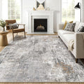 9x12 Area Rug Living Room: Washable Large Abstract Soft Stain Resistant Indoor Floor Rugs Non Slip Accent Carpet for Bedroom Nursery Playroom Office Dining Room Dorm Home House- Gray Rust