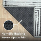 Bloom Rugs Washable Non-Slip 6' x 9' Rug - Black/Ivory Striped Area Rug for Living Room, Bedroom, Dining Room, and Kitchen - Exact Size: 6' x 9'