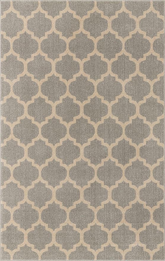Rugs.com Lattice Collection Rug – 5' x 8' Light Gray Medium Rug Perfect for Bedrooms, Dining Rooms, Living Rooms