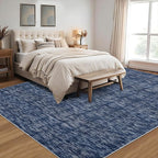 RUGSREAL Solid Rug 4x6 Small Bedroom Rug Machine Washable Area Rug Soft Low-Pile Modern Contemporary Dining Room Area Rug Non-Slip Throw Indoor Carpet for Living Room Bedroom Kids Room, 4' x 6' Blue
