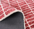 Hand-Tufted 100% Wool Area Rug – Unique Modern Geometric Grid Pattern, Soft Plush Textured Carpet for Living Room, Bedroom, Dining Room & Entryway (Brick Red, 9' x 12')