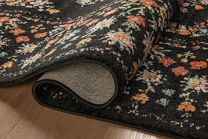 Loloi Rifle Paper Co. Laurel Collection LAU-02 Black 7'-10" x 10' Area Rug