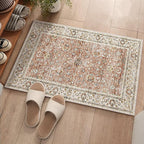 Deerly 2x3 Entry Rugs Small Area Rugs for Bedroom Living Room Bathroom Kitchen, Small Soft Rugs Low Pile Non-Slip Rubber Backing Oriental Door Mat, Brick Red