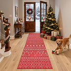Lahome Christmas Runner Rug 2x8 for Hallway Red Non Slip Washable Runners for Kitchen Low Pile Carpet Moroccan Snowflake Throw Rug for Kitchen Entryway Laundry Narrow Space Xmas Holiday Decor