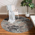 Unique Loom Trellis Frieze Collection Area Rug - Geometric (8' Round, Blue Multi/ Ivory)