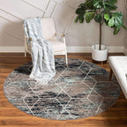 Unique Loom Trellis Frieze Collection Area Rug - Geometric (7' Round, Blue Multi/ Ivory)