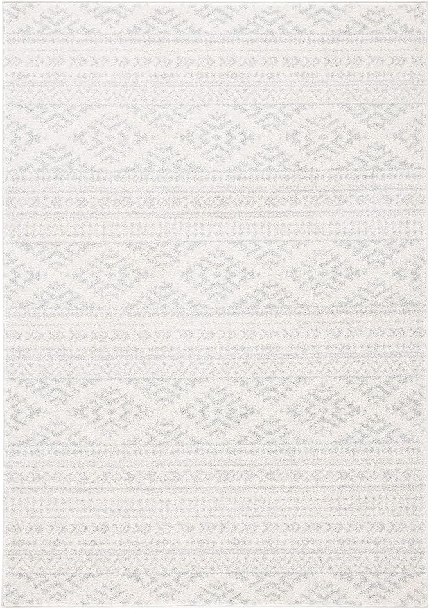 SAFAVIEH Area Rug 3x5 - Tulum Collection - Ivory & Light Grey, Moroccan Boho Tribal Design, Non-Shedding & Easy to Clean, Ideal for Entryway, Foyer, Accent Space, Bedroom (TUL272G)