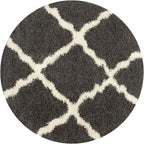 SAFAVIEH Dallas Shag Collection Area Rug - 6' Round, Dark Grey & Ivory, Trellis Design, Non-Shedding & Easy Care, 1.5-inch Thick Ideal for High Traffic Areas in Living Room, Bedroom (SGD257A)