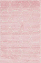 Unique Loom Trellis Frieze Collection Area Rug - Geometric (4' 1" x 6' 1", Light Pink/ Ivory)