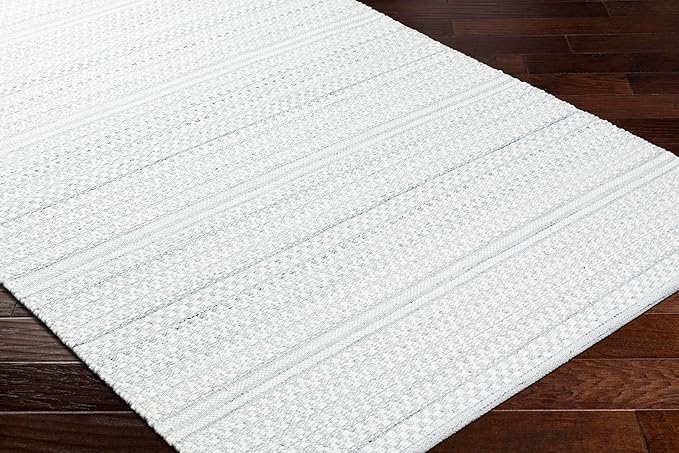 Mark&Day Wool Rugs, 5x8 Precious Solid and Border Cream/Charcoal Area Rug, Cream Grey Carpet for Living Room, Bedroom or Kitchen (5' x 7'6")