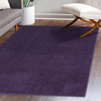Eyely UES100N-9 Supersoft Haze Solid Low-Pile Indoor Area Rug Casual;Contemporary;Solid;Traditional, Bedroom, Kitchen, Living Room, Easy-Cleaning, Non-Shedding, 9 X 12, Purple