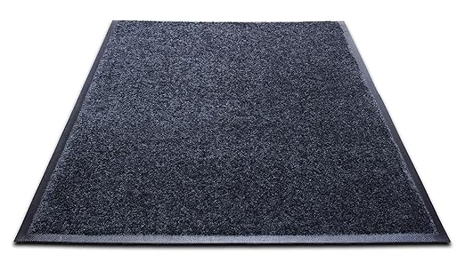 Guardian Platinum Series Indoor Wiper Floor Mat, Rubber with Nylon Carpet, 3'x 5', Black