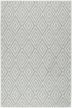 Dash & Albert Diamond Platinum/White Machine Washable Rug, 7.5 X 9.5 Feet, White Geometric Pattern