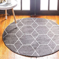 Unique Loom Trellis Frieze Collection Area Rug - Geometric (6' Round, Dark Gray/ Ivory)