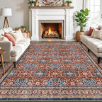 LUMI Washable Area Rug 8x10 for Living Room, Ultra Soft Stain Resistant Carpet with Non Slip Rubber Backing, Non-Shedding Low Pile Rugs for Bedroom, Dining Room, Indoor, Office