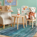 Kokia Abstract Washable Area Rug Living Room Washable 4x6 Non-Slip Stain Resistant Bohemian Rug Soft Indoor Vibrant Blue Carpet for Bedroom Room Decor, Oslo Teal