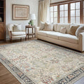 Bavni Area Rugs 9x12 Living Room Clearance Washable Large Carpet for Bedroom Non-Slip, Ultra Thin Low Pile Modern Printed Decorative Rug for Dinning Room Office, Ivory/Teal