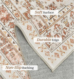 zesthome 8x10 Area Rugs for Living Room,Non-Slip Backing Washable Rugs,Vintage Large Area Rug，Stain Resistant Home Decor Rug