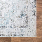 Bloom Rugs Washable Non-Slip 7 ft Runner - Beige/Blue Traditional Runner for Entryway, Hallway, Bathroom, and Kitchen - Exact Size: 2.5' x 7'