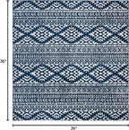 SAFAVIEH Tulum Collection Area Rug - 3' Square, Navy & Ivory, Moroccan Boho Tribal Design, Non-Shedding & Easy to Clean, Ideal for Entryway, Foyer, Accent Space, Bedroom (TUL272N)