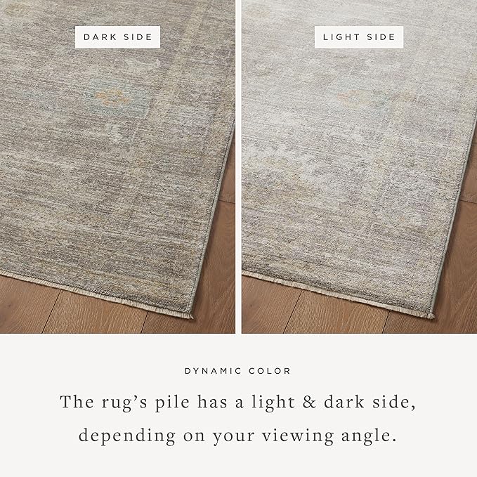 Loloi Magnolia Home by Joanna Gaines Millie Collection MIE-05 Stone/Natural 7'-10" x 10', .25" Pile Height, Area Rug