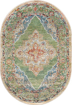 Unique Loom Isabella Collection Area Rug - Rossellini (4' x 6' Oval, Green/ Blue)