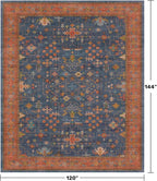 Boho Navy Blue 10x12 Area Rug for Living Room, Extra Large Dining Room Rugs for Under Table, Soft Low Pile Carpet for Bedroom - Vintage Floral Rug, Non-Slip, Lightweight & Stain Resistance