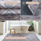 Washable Area Rug, Modern Farmhouse, Vintage, Turkish, Bohemian, Distressed, Oriental, Traditional, Rugs for Living Room, Dining, Bedroom, Office, Entryway, Foyer, (863BM, 2' x 3')