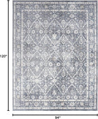 Nourison Home Astra Machine Washable Dark Blue 7'10" x 10' Area Rug - Easy Clean, Non Shedding, Bed Room, Living Room, Dining Room, Kitchen (8' x 10')