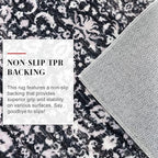 Vintage Entryway Rug 2x3 Washable, Black and White Kitchen Rug, Super Soft Thin Faux Wool Small Area Rug, Non-Slip Accent Mat for Foyer, Bedroom, Office