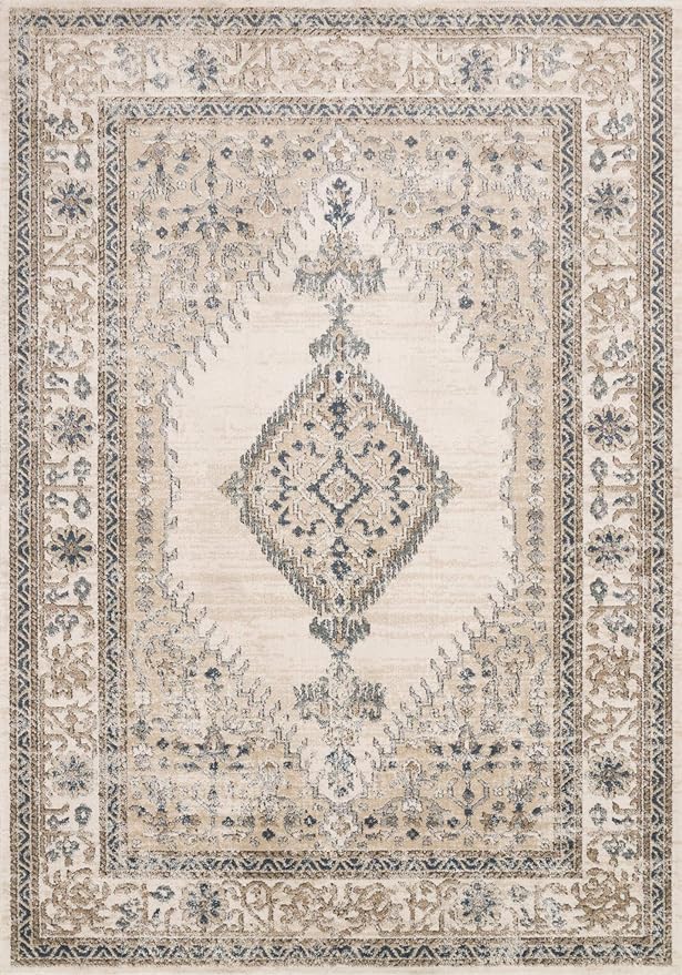 Loloi Teagan Collection TEA-02 Oatmeal/Ivory 7'-11" x 10'-6" Area Rug, Large, Soft Neutral Rug, High-Traffic for Living Room, Bedroom, Home Office, Dining Area