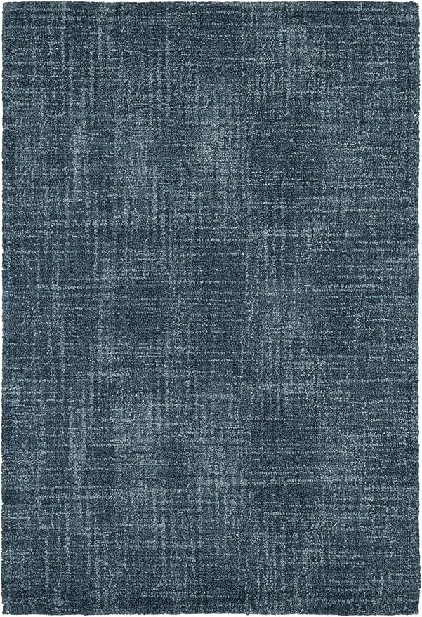 Dash and Albert Crosshatch Denim Hand Micro Hooked Wool Rug, Runner-2.5 X 8 Feet, Blue Solid Pattern - Premium Luxury Hotel Quality Soft Breathable Hypoallergenic Machine Washable Easy Care All