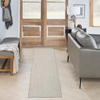 Nourison Home Courtyard Ivory Silver 2' x 6' Area Rug - Easy Clean, Non Shedding, Bed Room, Living Room, Dining Room, Kitchen (6' Runner)