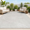 JONATHAN Y Hallie High-Low Curve Gray/Ivory Indoor/Outdoor Area Rug, 4x6, Minimalist, Pet Friendly, Non-Shedding, Stain Resistant, Hose-Washable for Backyard, Patio, Porch (SCN100A-4)