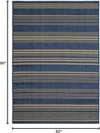 FH Home Outdoor Rug - Waterproof Easy to Clean Stain Resistant - Patio Indoor Outdoor Porch Deck Balcony Entryway - Striped Coastal - Newport - Blue - 5ft 2in x 7ft 6in