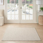Nourison Home Courtyard Ivory Silver 5' x Square Area Rug - Easy Clean, Non Shedding, Bed Room, Living Room, Dining Room, Kitchen (5' x Square)