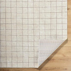 Livabliss x Our PNW Home Cascade Minimalist Grid Area Rug, 2'7" x 7'3", Grid Ivory/Taupe