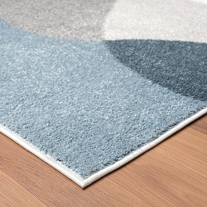 Abani Deco Collection Area Rug - Cream/Blue Mid-Century Design -7'9" x 10'2"(8'x10') - Easy to Clean - Durable for Kids and Pets - Non-Shedding - Medium Pile - for Living Room, Bedroom & Office