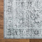Bloom Rugs Washable Non-Slip 10 ft Runner - Gray/Charcoal Traditional Medallion Runner for Entryway, Hallway, Bathroom, and Kitchen - Exact Size: 2.5' x 10'