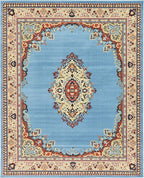 Unique Loom Reza Collection Traditional Persian Style Area Rug, 8 x 10 ft, Light Blue/Ivory