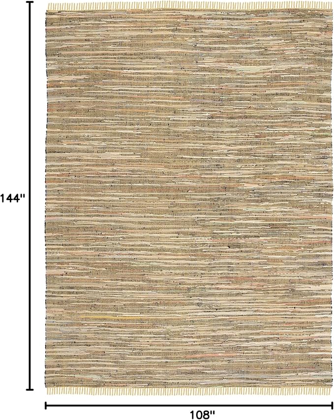 SAFAVIEH Rag Rug Collection Area Rug - 9' x 12', Yellow & Multi, Handmade Boho Stripe Cotton, Ideal for High Traffic Areas in Living Room, Bedroom (RAR121H)